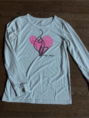 Baby Phat Gray Long Sleeve Top with Pink Heart Cat Graphic